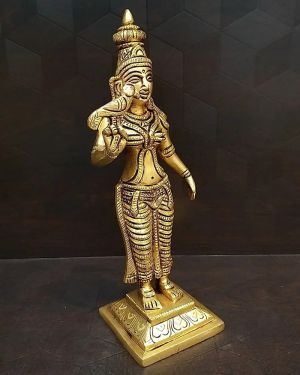 Brass Meenatchi Amman Statue , Pure & Antique 10″