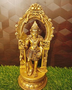 Brass Murugan With Arch / Pure & Antique 12″