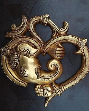 Brass Om Ganesha Plate Type Wall Hanging 8″