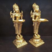 Brass Paavai diya Pair Idol , Pure & Antique 12″