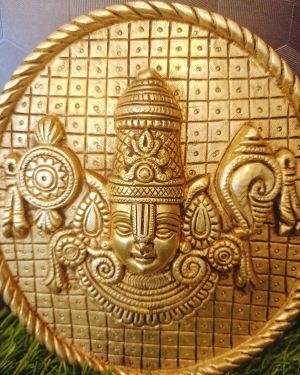 Brass Perumal Circular Wall Mount , Pure & Antique