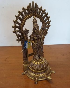 Brass Big Perumal On Tortoise Idol , Pure & Antique 17″