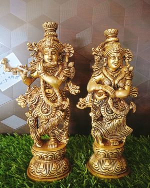 Brass Superfine Lord Krishna And Radha Pair 9″