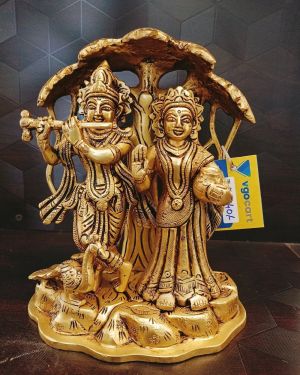 Pure Brass Radha Krishna Statue 7″ / Pure & Antique