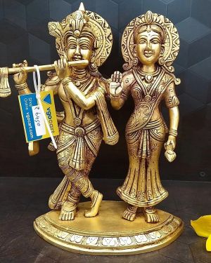 Brass Radha Krishna Showpiece 10″ / Pure & Antique