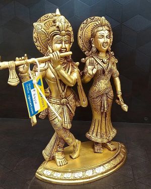 Brass Radha Krishna Showpiece 10″ / Pure & Antique