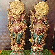 Brass Radha Krishna Big Stone Idol / Pure & Antique