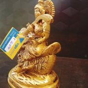 Brass Goddess Maa Saraswathi Sitting On Annam Statue 7” Inches