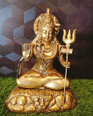 Brass God Big Shiva Idol 9.5″ , Pure & Antique