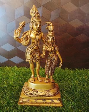 Brass Lord Shiva Parvati Statue 9″ / Pure & Antique