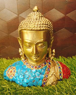 Brass Color Stone Buddha Statue 6″