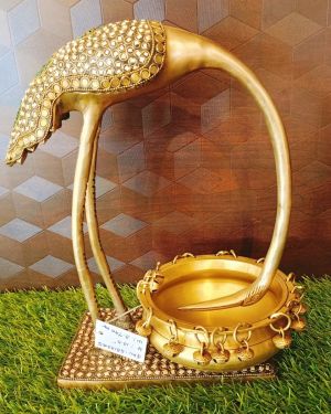 Brass Stone Swan Uruli 12.5″ / Pure & Antique