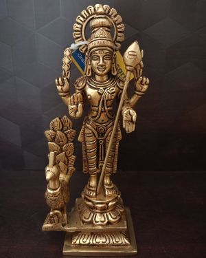 Buy Raja Alangara Murugan Brass Statue 8″Golden Antique finish  at Lowest Price Coimbatore,India