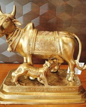 Pure Bronze Cow And Calf Idol / Pure & Antique