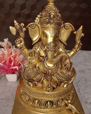 Buy Brass Ashta Ganesha Sitting On Square base 13′