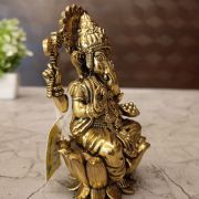 Brass Fine Art Ganesha Sitting On Lotus Base 4″