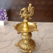 Brass Cup Shape Kuthuvilaku | Five Face Pure Brass Kuthuvilaku With Annam 8”