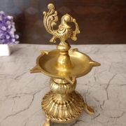 Brass Cup Shape Kuthuvilaku | Five Face Pure Brass Kuthuvilaku With Annam 8”