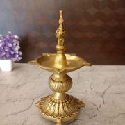 Brass Cup Shape Kuthuvilaku | Five Face Pure Brass Kuthuvilaku With Annam 8”