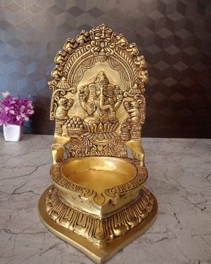Buy Brass Big Ganesha Diya For Pooja 10″