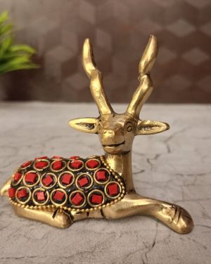 Buy Brass Stone Deer For Home decor Handcraft & Antique statue 3″