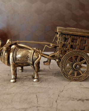 Brass Bullockcart For Home Decor 3″