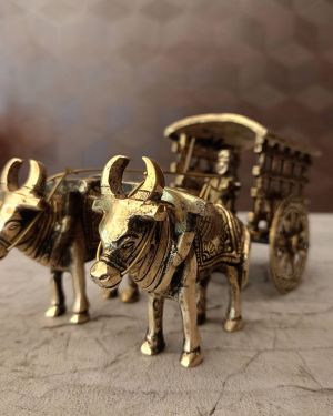 Brass Bullockcart For Home Decor 3″