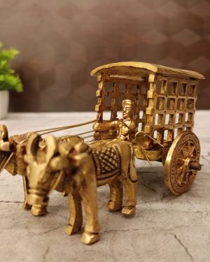 Brass Bullockcart Closed type For Gift And Home Decor / significant of cultural, symbolic 3″