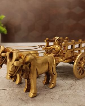 Brass Open Type Bullockcart Statue For Gift And Home Decor 2″