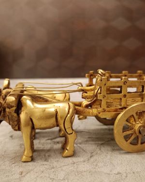 Brass Open Type Bullockcart Statue For Gift And Home Decor 2″