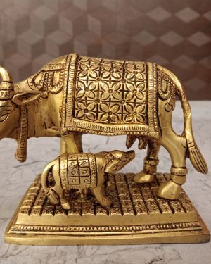 Buy Brass Cow And Calf Statue 5.5″