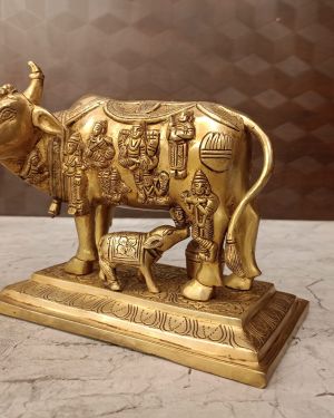 Brass Cow and Calf with Multi God Statue-6.5″