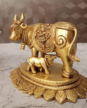 Buy Brass Cow And Calf Statue 4.5″