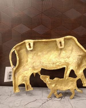 Brass Cow And Calf Wall Mount 8″