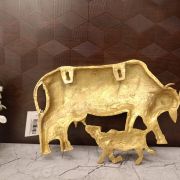 Brass Cow And Calf Wall Mount 8″