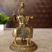 Brass Fine Art Cow Krishna For Home Decor & Wedding Gifts 6″