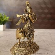 Brass Fine Art Cow Krishna For Home Decor & Wedding Gifts 6″