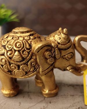 Brass Elephant Statue For Home Decor 2.5″