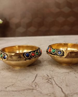 Brass Stone Agal Diya For Pooja 1″