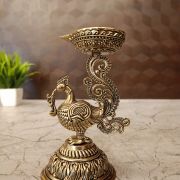 Brass Fine Art Peacock Holding Diya 5″