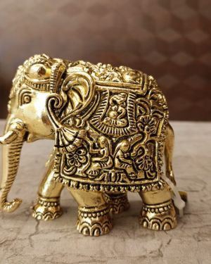 Brass Fine Art Elephant Statue For Home Decor And Gifts 3.5″