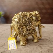Brass Fine Art Elephant Statue For Home Decor And Gifts 3.5″