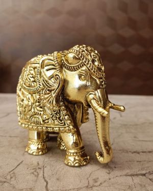 Brass Fine Art Elephant Statue For Home Decor And Gifts 3.5″