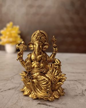 Brass Fine art Lotus Ganesha Idol 2.5″
