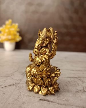 Brass Fine art Lotus Ganesha Idol 2.5″