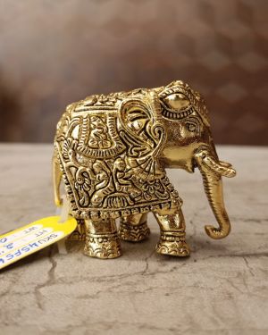Brass Fine Art Elephant For Home Decor 2″