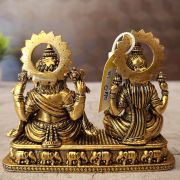 Brass Fine Art Lakshmi Ganesha On Rectangle Base With Elephant Design 3″