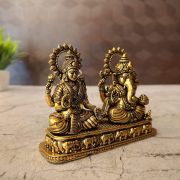 Brass Fine Art Lakshmi Ganesha On Rectangle Base With Elephant Design 3″