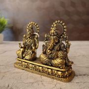 Brass Fine Art Lakshmi Ganesha On Rectangle Base With Elephant Design 3″