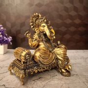 Brass Fine Art Ganesha Sitting On Sofa 7.5″ Very Good For Pooja, And Wedding Gifts